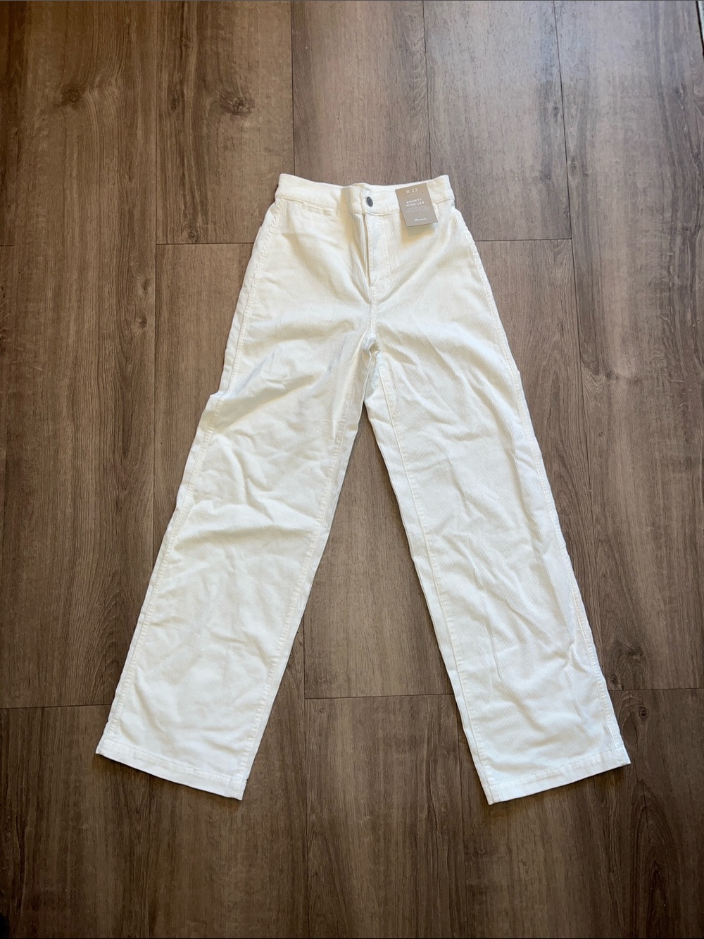 Madewell Women’s White Corduroy Wide-Leg Pants